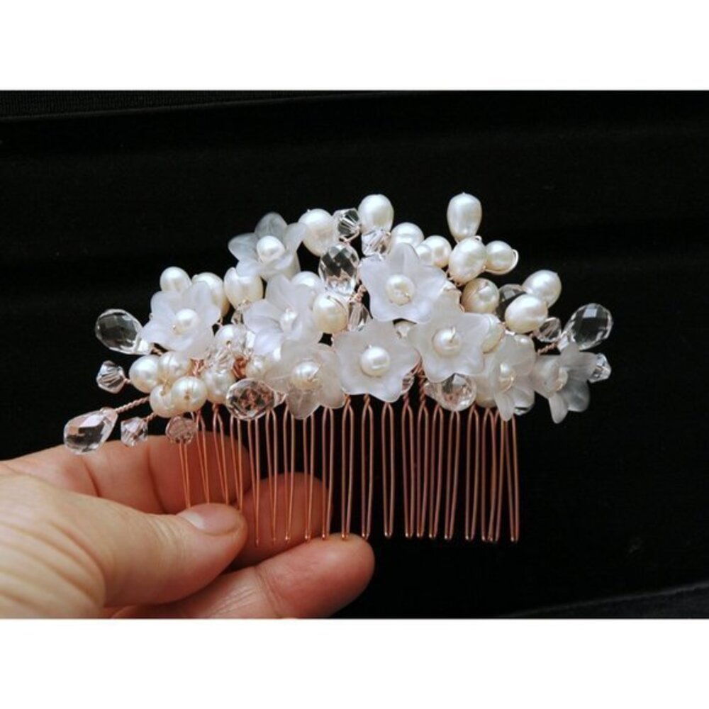 Bridal Hair Comb Rose Gold Wedding